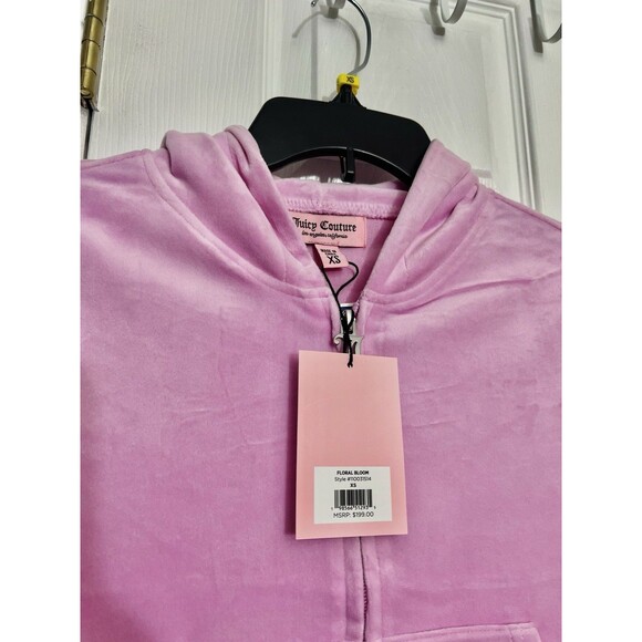 Juicy Couture Size XS Bling Velour Tracksuits Floral Bloom Pink Y2K NWT Rare - Picture 7 of 7